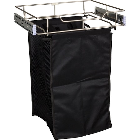 Hardware Resources Chrome 14" Deep Pullout Canvas Hamper with Removable Laundry Bag POHS-14PC